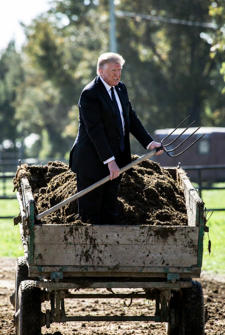 Donald Trump shoveling manure State of the Union Blank Meme Template