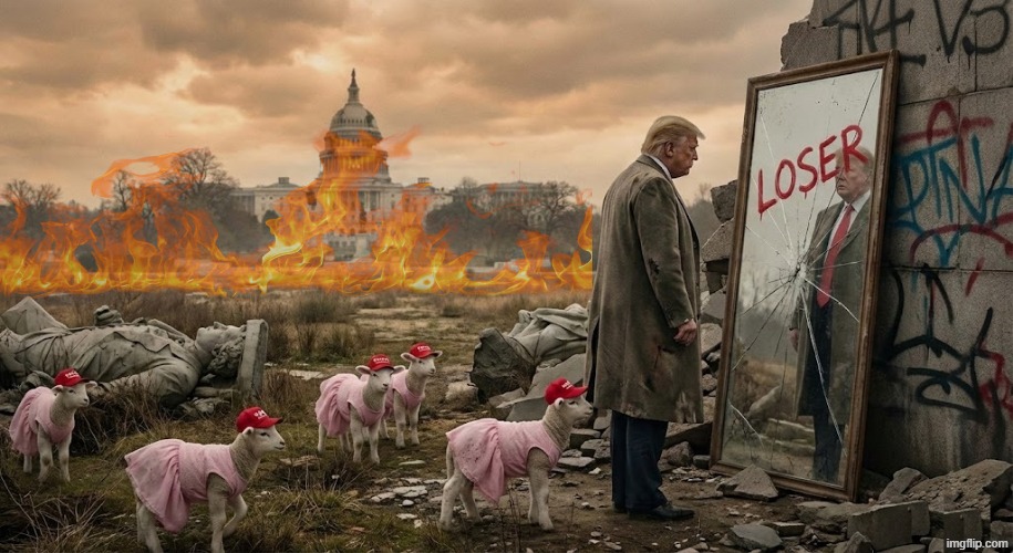 TRUMP AND THE MAGA LOSERS | image tagged in trump,jeffrey epstein,epstein,loser,losers,objects in mirror are closer than they appear | made w/ Imgflip meme maker