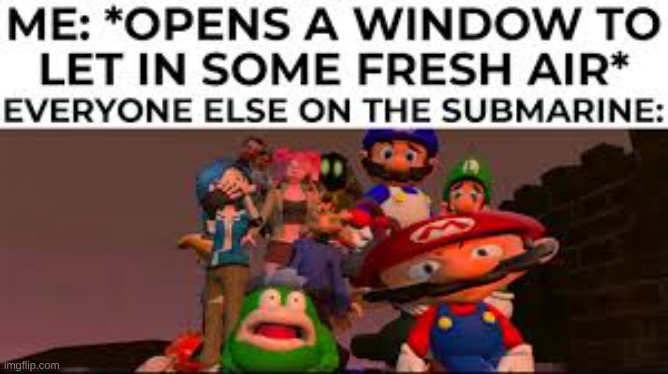 Window opens in a submarine | image tagged in fun,mario,smg4,funny | made w/ Imgflip meme maker
