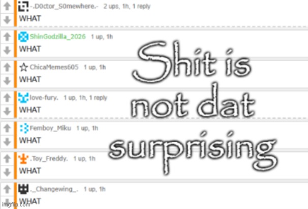Shit is not that surprising | image tagged in shit is not that surprising | made w/ Imgflip meme maker