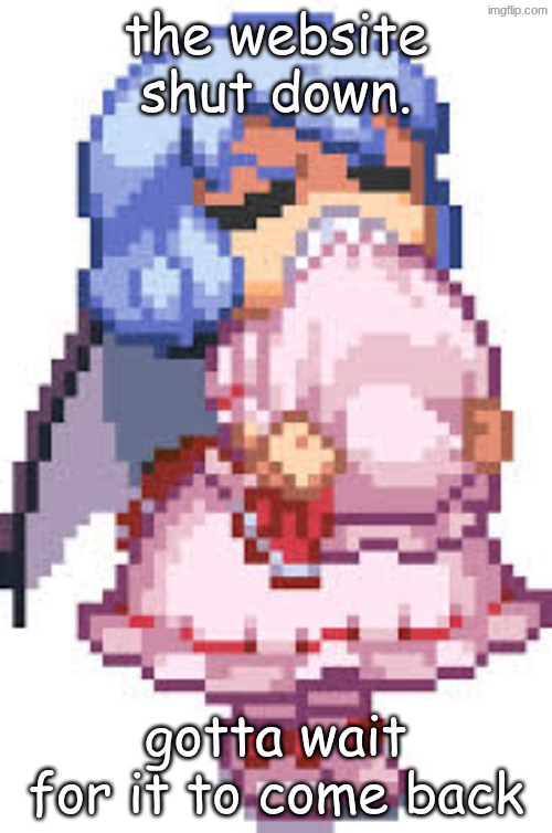 shit | the website shut down. gotta wait for it to come back | image tagged in remia | made w/ Imgflip meme maker