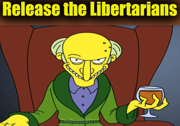 Mr Burns Release The Hounds | Release the Libertarians | image tagged in mr burns release the hounds | made w/ Imgflip meme maker