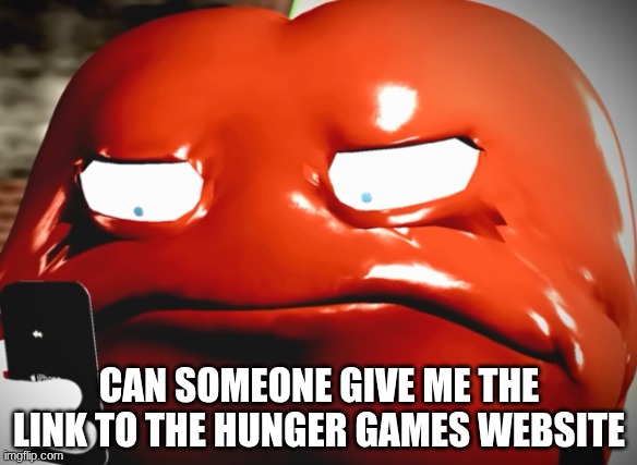 pepperman stare | CAN SOMEONE GIVE ME THE LINK TO THE HUNGER GAMES WEBSITE | image tagged in pepperman stare | made w/ Imgflip meme maker