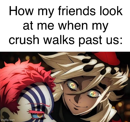 Image Title | image tagged in demon slayer,douma staring at akaza | made w/ Imgflip meme maker