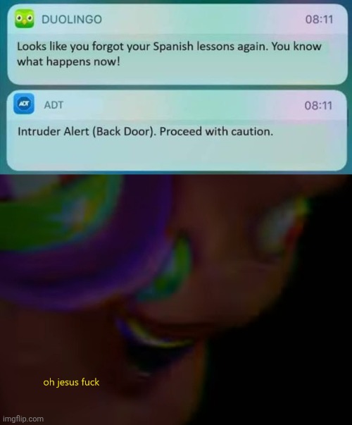 image tagged in oh jesus fuck,duolingo,spanish or vanish,spanish | made w/ Imgflip meme maker