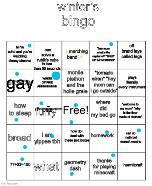 w wings of fire mention | image tagged in winter bingo updated | made w/ Imgflip meme maker