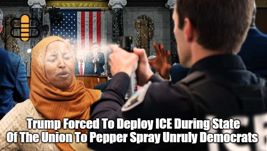 Trump Forced To Deploy ICE During State Of The Union To Pepper Spray Unruly Democrats | made w/ Imgflip meme maker