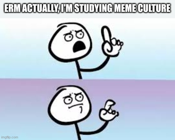 opens mouth then closes it | ERM ACTUALLY, I'M STUDYING MEME CULTURE | image tagged in opens mouth then closes it | made w/ Imgflip meme maker