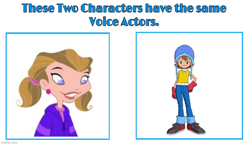 Colleen O'Shaughnessy 3 | image tagged in same voice actor,the life in times of juniper lee,digimon,cartoon network,juniper lee,colleen o'shaughnessey | made w/ Imgflip meme maker