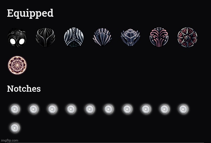 Here are the Hollow Knight charms I would equip. How about y'all? | image tagged in hollow knight | made w/ Imgflip meme maker