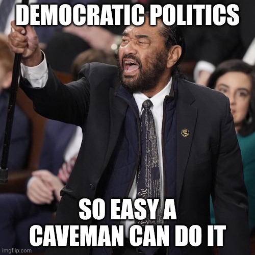 Al Green | DEMOCRATIC POLITICS; SO EASY A CAVEMAN CAN DO IT | image tagged in al green | made w/ Imgflip meme maker