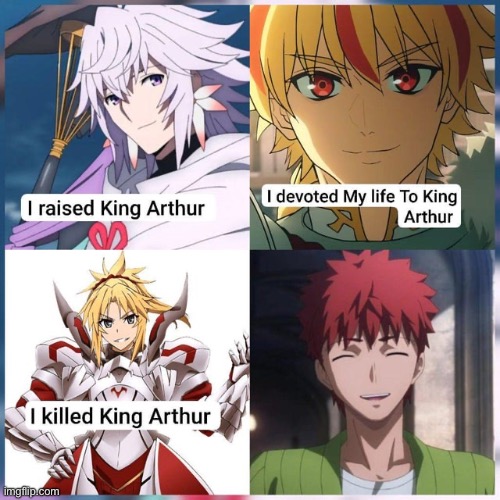 image tagged in fate,shiro,arthur,lionheart | made w/ Imgflip meme maker