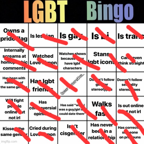 LGBTQ bingo | image tagged in lgbtq bingo | made w/ Imgflip meme maker