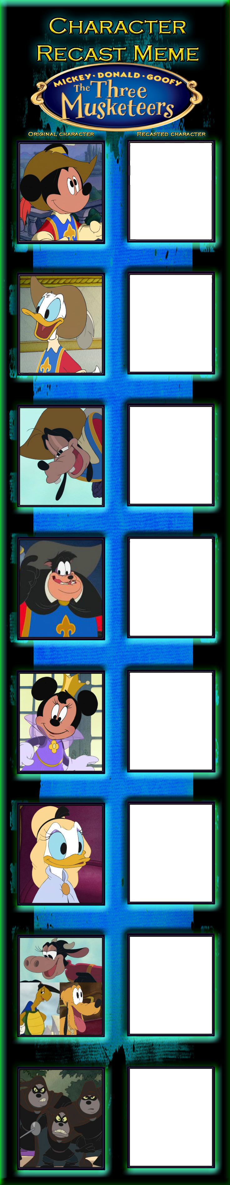 Mickey, Donald, Goofy: The Three Musketeers Cast Meme Blank Meme Template