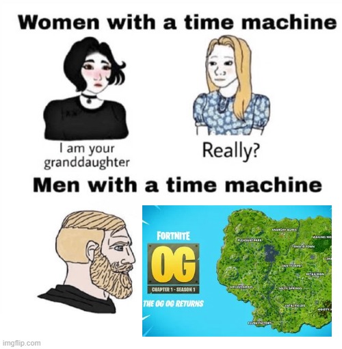 OG fortnite | image tagged in men with a time machine | made w/ Imgflip meme maker