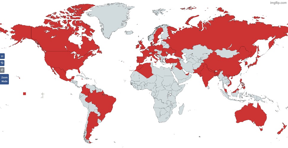 Every country that has MSMG users is marked red. Comment if I forgot someone. | made w/ Imgflip meme maker