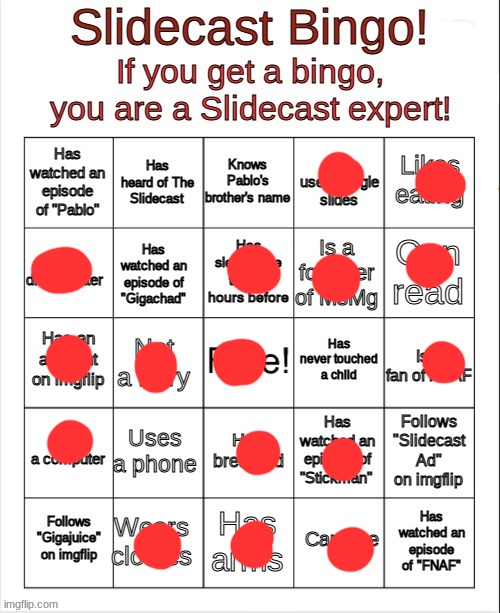 no bingo | image tagged in slidecast bingo | made w/ Imgflip meme maker