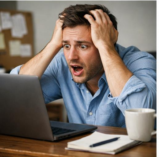 A four-panel sequence showing a person’s confidence slowly colla Blank Meme Template