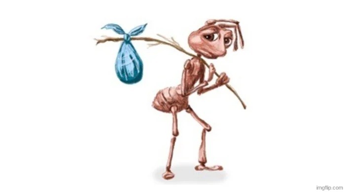 Ant packing bags. | image tagged in ant packing bags | made w/ Imgflip meme maker