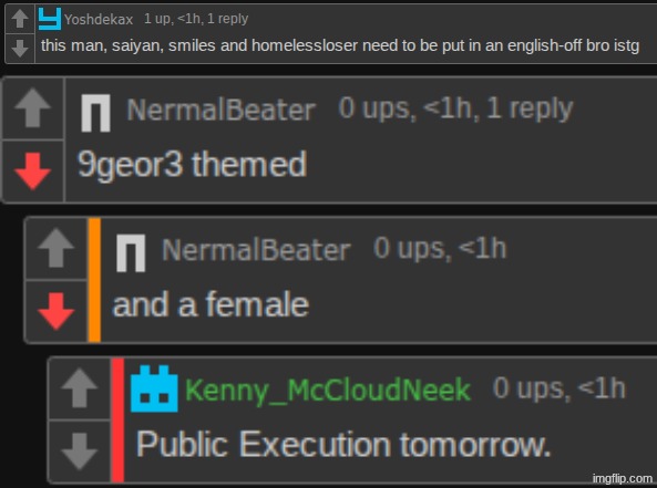 I need to be put in an English-off. But what about Groomvik? No one ever said that Groomvik had to be put in an English-off too. | made w/ Imgflip meme maker