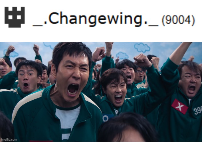 HE'S ALMOST THERE | image tagged in squid game cheer | made w/ Imgflip meme maker