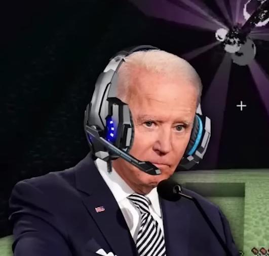 Joe Biden with a headset gaming Blank Meme Template