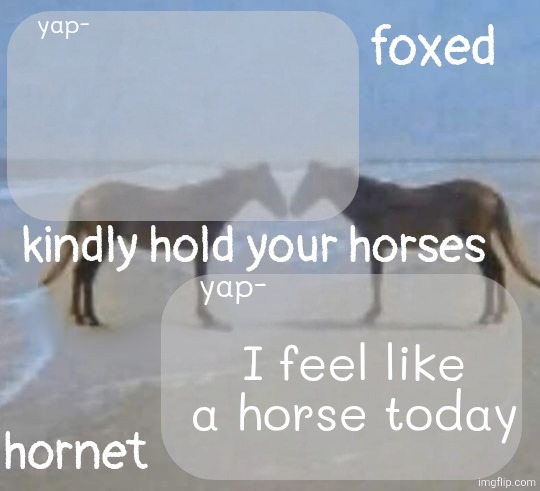 I mean heterophobic | I feel like a horse today | image tagged in horses announcement template | made w/ Imgflip meme maker
