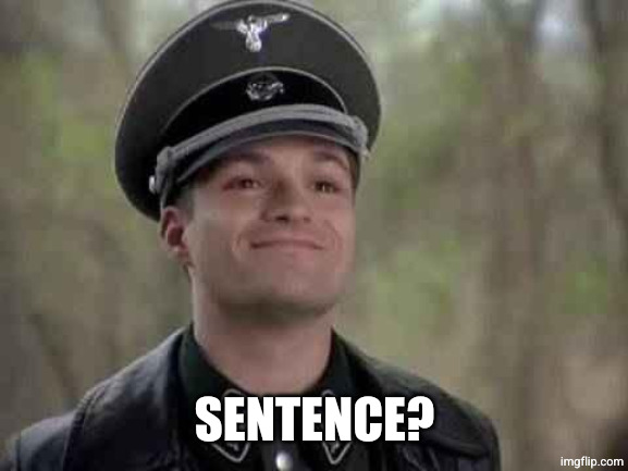 grammar nazi | SENTENCE? | image tagged in grammar nazi | made w/ Imgflip meme maker