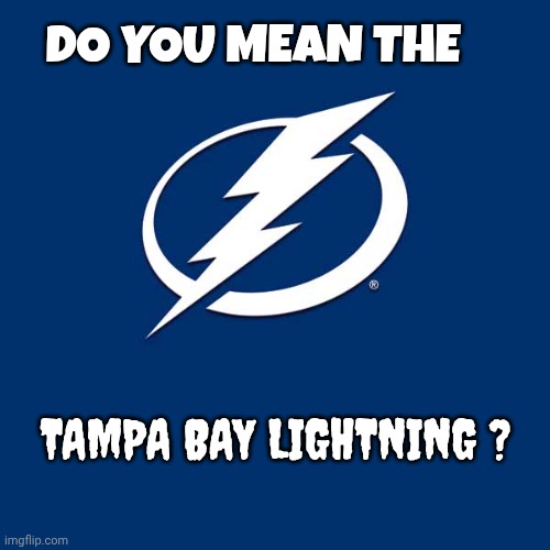 Tampa Bay Lightning | DO YOU MEAN THE TAMPA BAY LIGHTNING ? | image tagged in tampa bay lightning | made w/ Imgflip meme maker