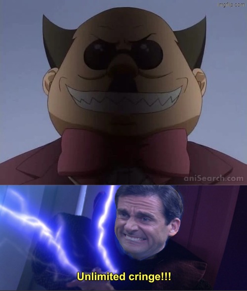 I never liked the to love ru principal to begin with. sainan high principal makes make cringe just by looking at him | image tagged in unlimited cringe,to love ru,star wars,anime | made w/ Imgflip meme maker