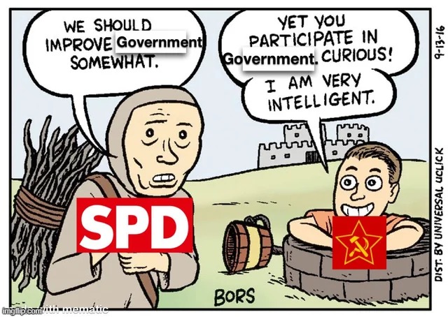 SPD-KPD relations | image tagged in communism,communist,germany,medieval,cartoon | made w/ Imgflip meme maker