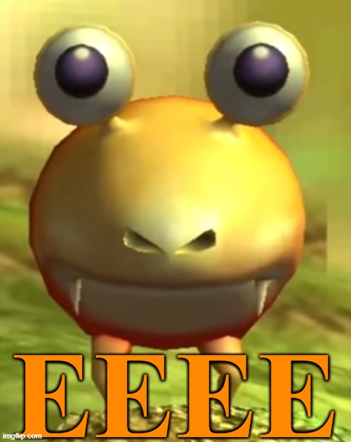 EEEE | EEEE | image tagged in staring bulborb reborn,memes,staring,bulborb,orange | made w/ Imgflip meme maker