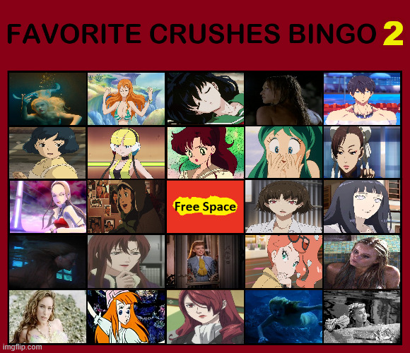 favorite crushes bingo 2 | 2 | image tagged in favorite crushes bingo,anime,anime meme,live action,videogames,anime girls | made w/ Imgflip meme maker