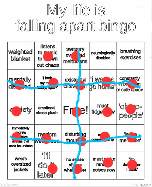 chat am i cooked | image tagged in my life is falling apart bingo | made w/ Imgflip meme maker