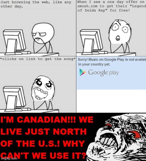 Google Play in Canada | image tagged in canada,google play,music,legend of zelda | made w/ Imgflip meme maker
