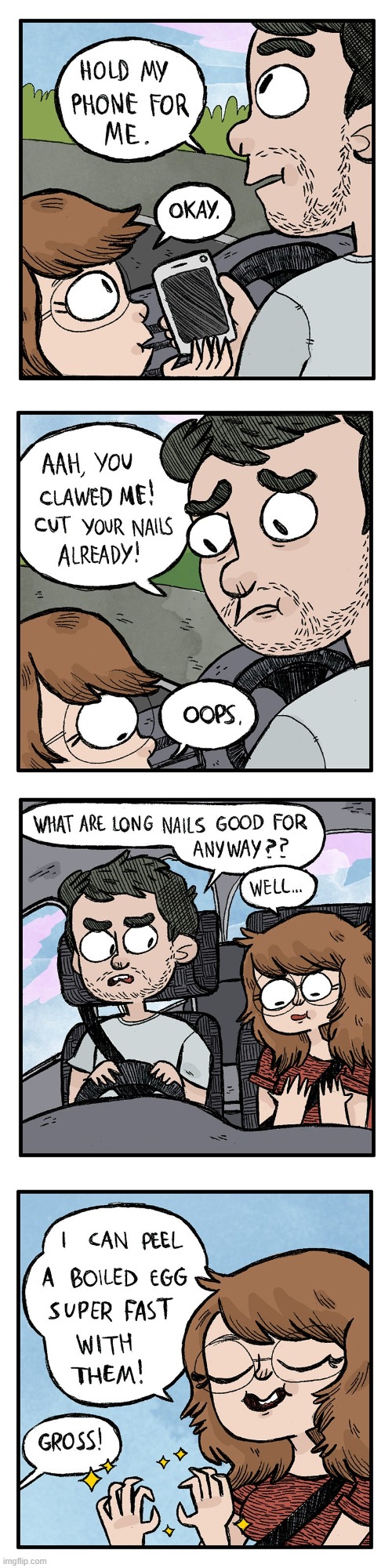 image tagged in phone,hold,nails,fingernails,boiled egg,peel | made w/ Imgflip meme maker