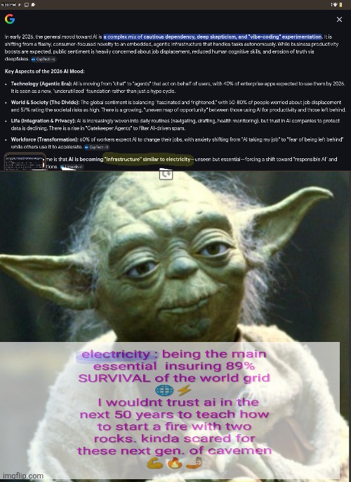 Force is weak with this one | image tagged in survival,star wars yoda,ai meme,the more you know | made w/ Imgflip meme maker