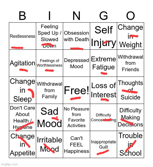 depression bingo 1 | image tagged in depression bingo 1 | made w/ Imgflip meme maker