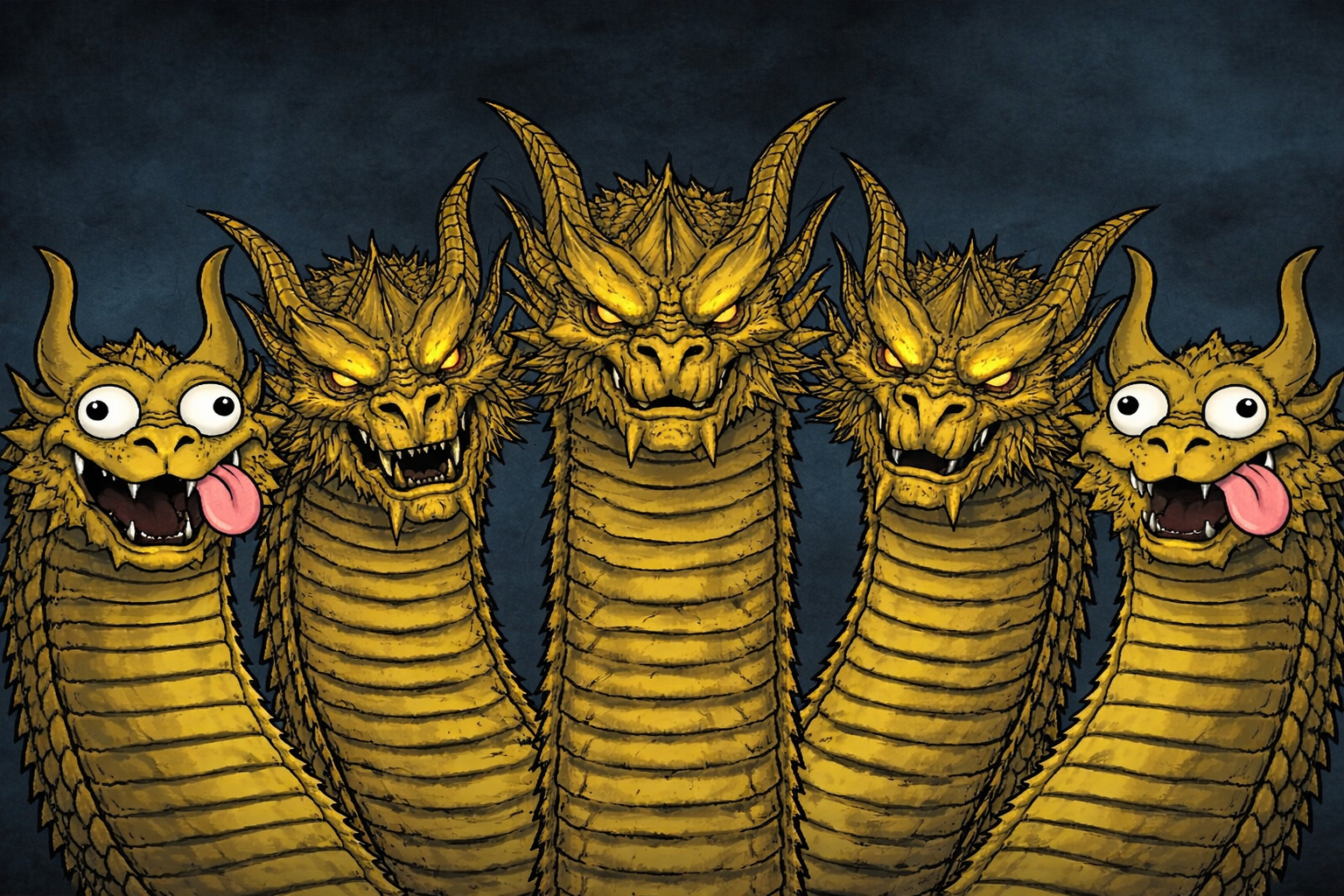 5 head dragon Blank Meme Template