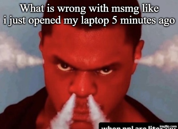 Scary ass ninja | What is wrong with msmg like i just opened my laptop 5 minutes ago | image tagged in scary ass ninja | made w/ Imgflip meme maker