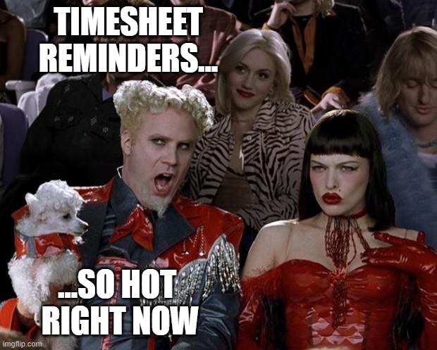 Mugatu Timesheets...So Hot | TIMESHEET
REMINDERS... ...SO HOT 
RIGHT NOW | image tagged in memes,mugatu so hot right now,timesheet reminder,timesheet meme,timesheet,timesheets | made w/ Imgflip meme maker