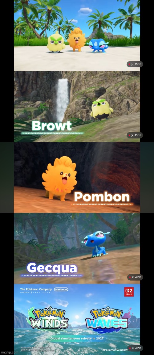 Pokémon gen 10 starters revealed! Surprised it’s releasing on 2027 tho. | made w/ Imgflip meme maker