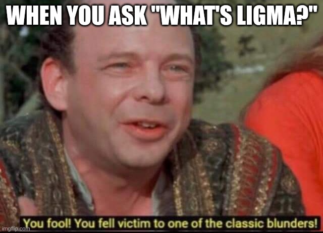 You fool! You fell victim to one of the classic blunders! | WHEN YOU ASK "WHAT'S LIGMA?" | image tagged in you fool you fell victim to one of the classic blunders | made w/ Imgflip meme maker