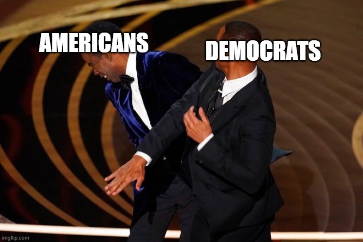 Will Smith Slap | AMERICANS DEMOCRATS | image tagged in will smith slap | made w/ Imgflip meme maker