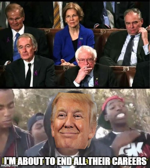 I'M ABOUT TO END ALL THEIR CAREERS | image tagged in democrat senators,i m about to end this man s whole career | made w/ Imgflip meme maker