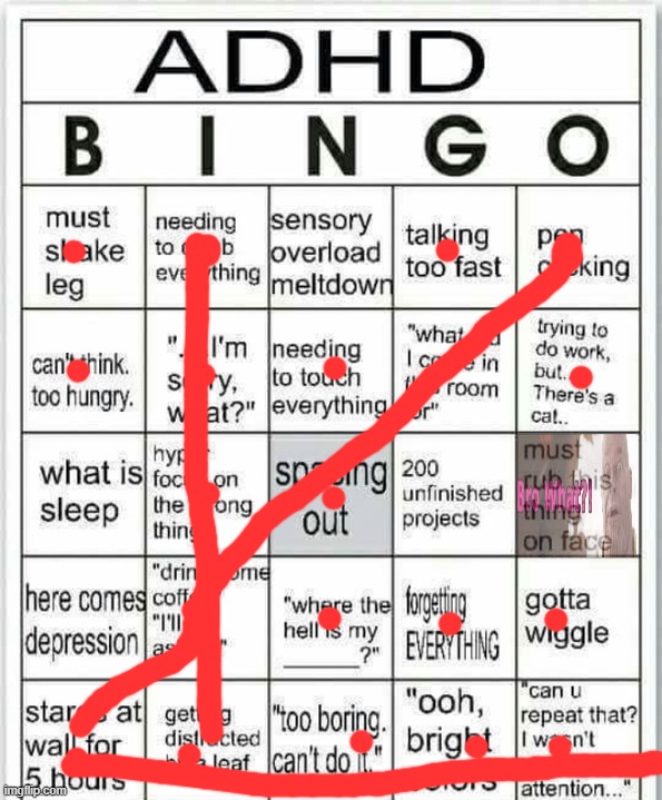 adhd bingo | image tagged in adhd bingo | made w/ Imgflip meme maker