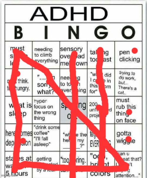 yeah i have adhd, whats it to you? | image tagged in adhd bingo | made w/ Imgflip meme maker