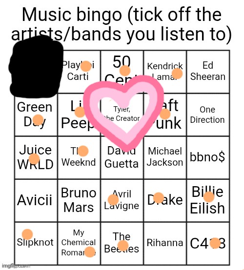 Music bingo | image tagged in music bingo | made w/ Imgflip meme maker
