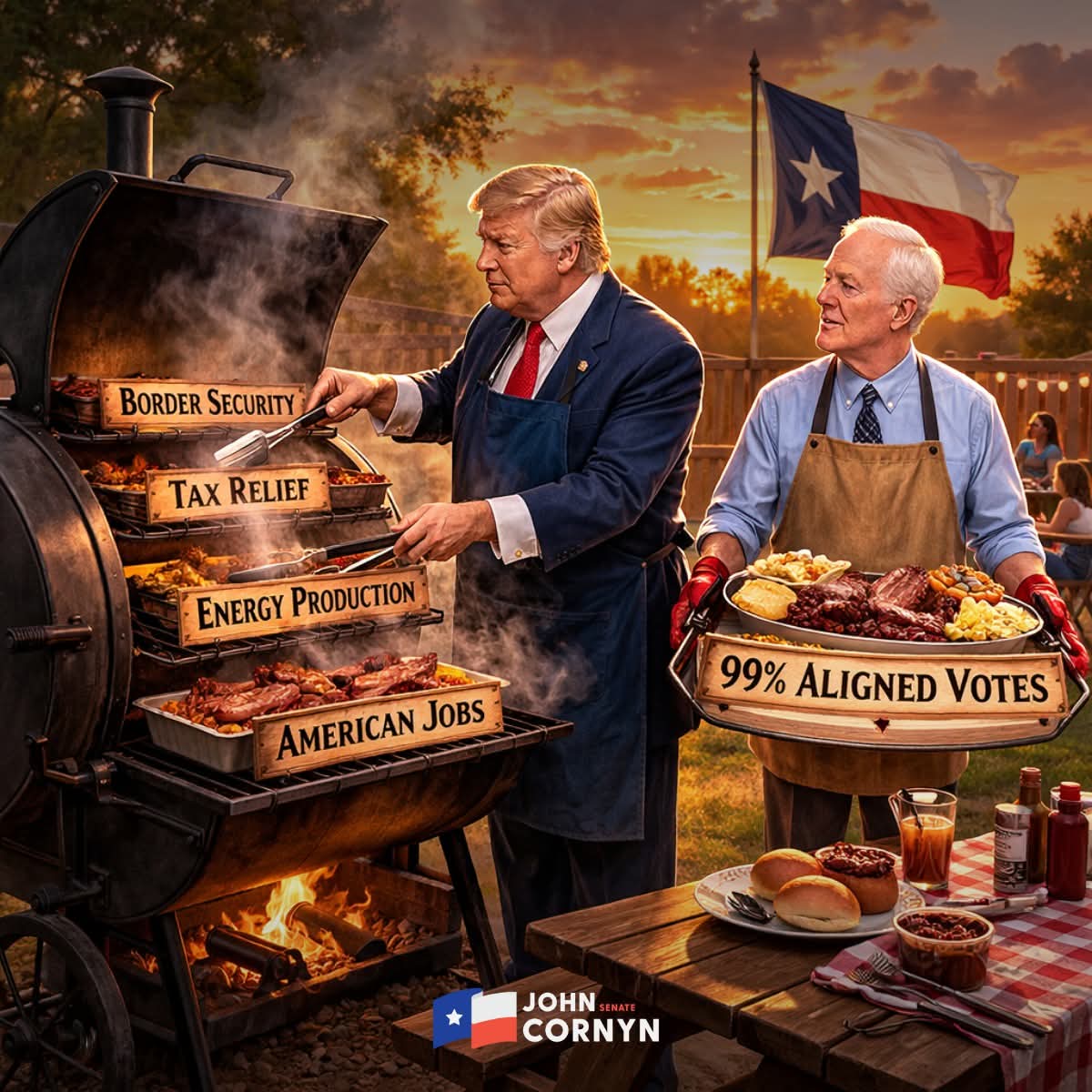 Trump/Cornyn BBQ Blank Meme Template