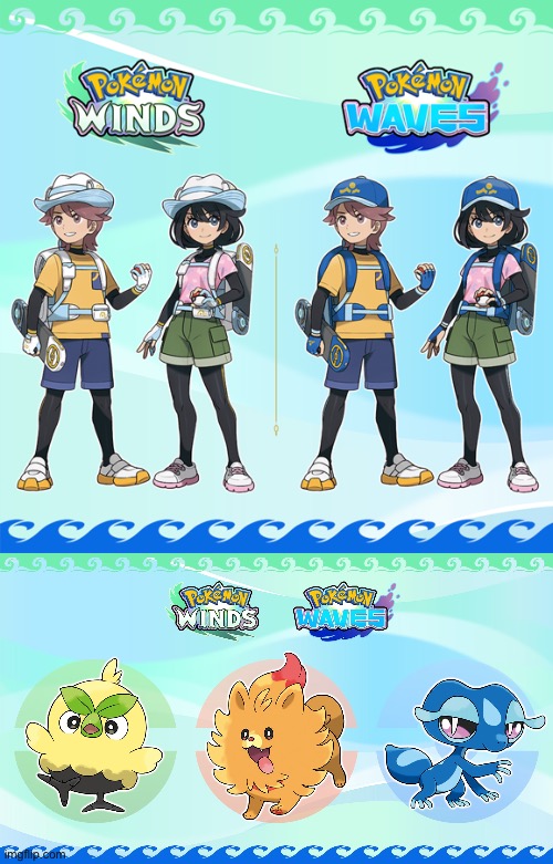 Found some 2D rendering of the player character and starters | made w/ Imgflip meme maker